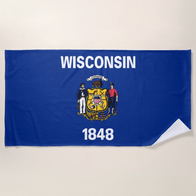 Wisconsin State Flag Beach Towel (Front)
