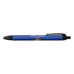 Wisconsin State Flag Black Ink Pen