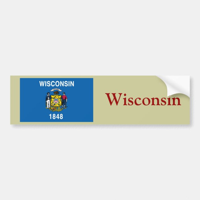 Wisconsin State Flag Bumper Sticker (Front)