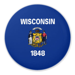 Wisconsin State Flag Ceramic Knob