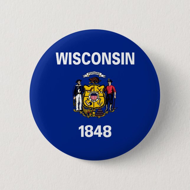 Wisconsin State Flag Design 6 Cm Round Badge (Front)