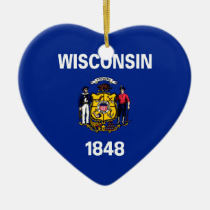 Wisconsin State Flag Design Ceramic Tree Decoration