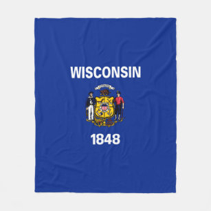 Wisconsin State Flag Design Fleece Blanket