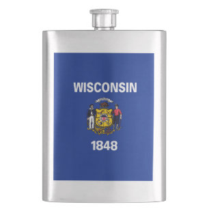 Wisconsin State Flag Design Hip Flask