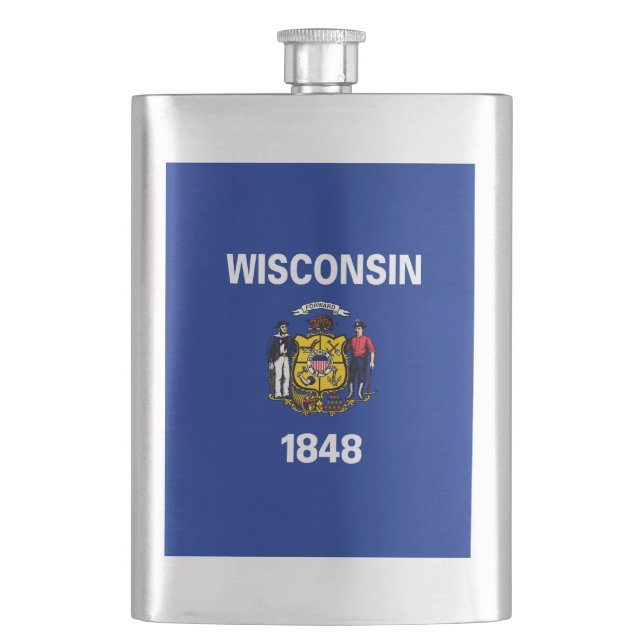 Wisconsin State Flag Design Hip Flask (Front)