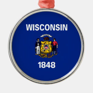 Wisconsin State Flag Design Metal Tree Decoration