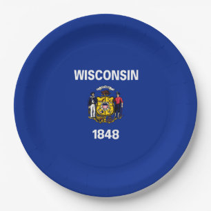 Wisconsin State Flag Design Paper Plate
