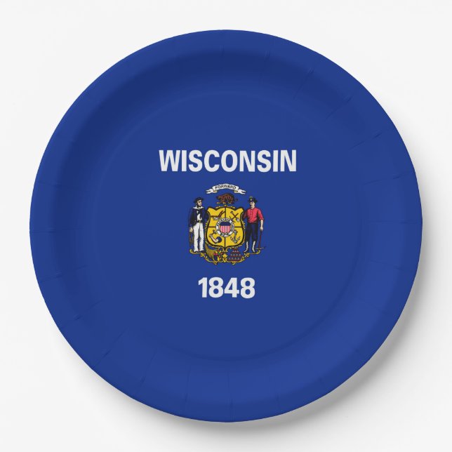 Wisconsin State Flag Design Paper Plate (Front)