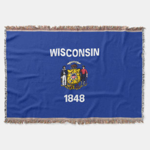 Wisconsin State Flag Design Throw Blanket