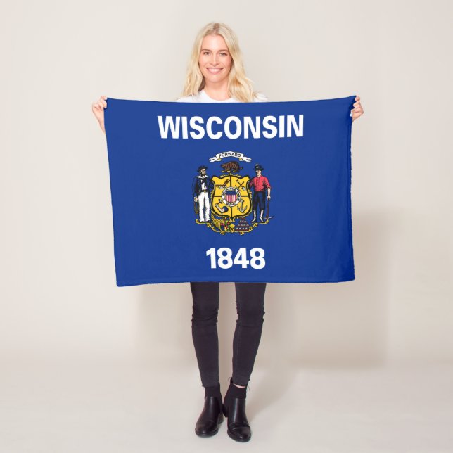 Wisconsin State Flag Fleece Blanket (In Situ)