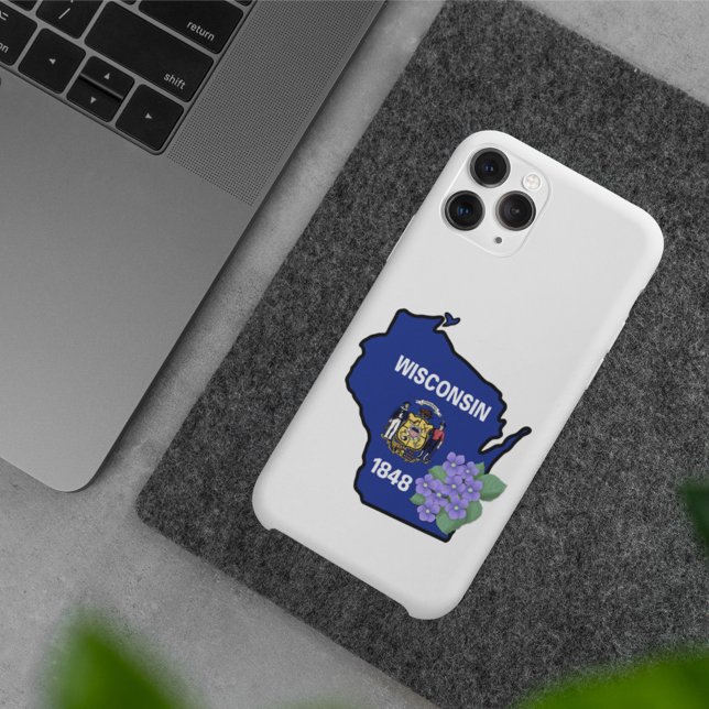 Wisconsin State Flag & Flower Common Blue Violet Case-Mate iPhone Case (Creator Uploaded)