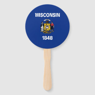 Wisconsin State Flag Hand Fan