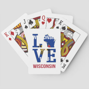 Wisconsin state flag love playing cards