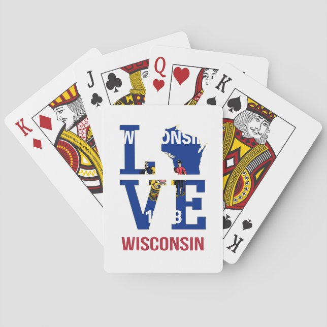 Wisconsin state flag love playing cards (Back)