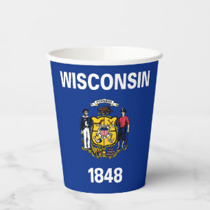 Wisconsin State Flag Paper Cups