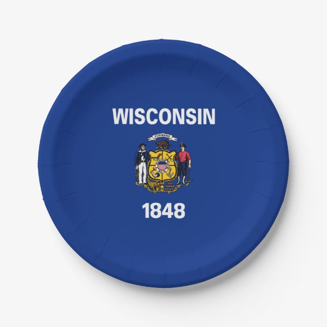 Wisconsin State Flag Paper Plate (Front)
