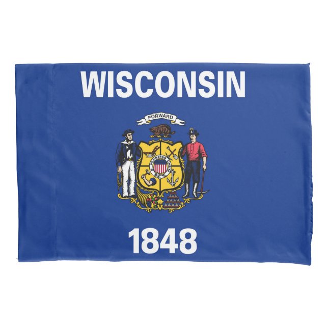 Wisconsin State Flag Print Patriotc Pillowcase (Front)