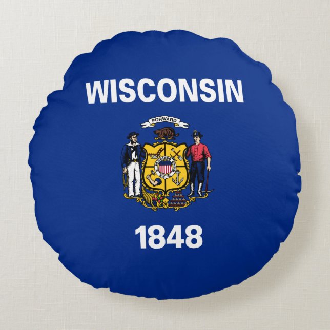 Wisconsin State Flag Round Cushion (Front)