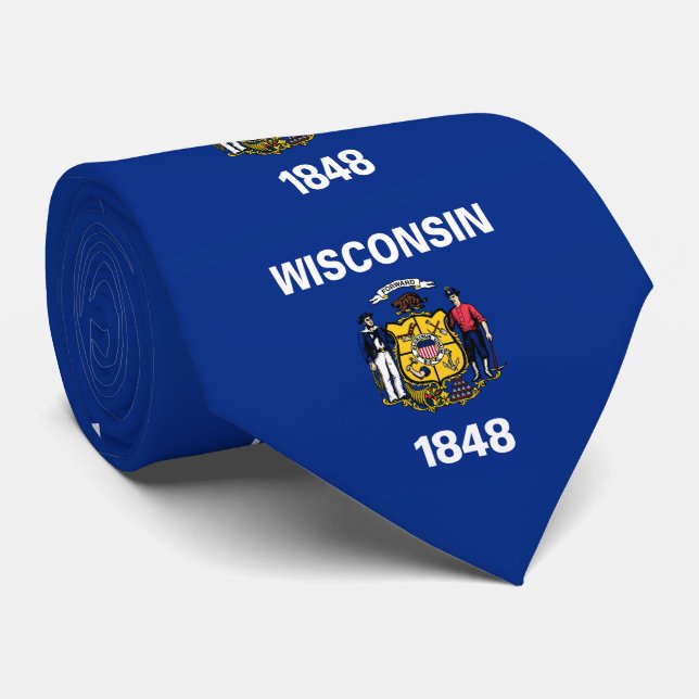 Wisconsin State Flag Tie (Rolled)