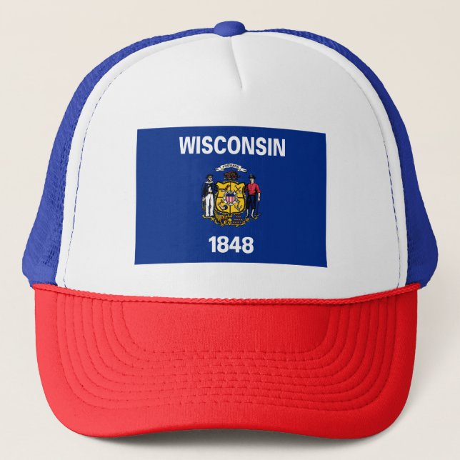 Wisconsin State Flag Trucker Hat (Front)