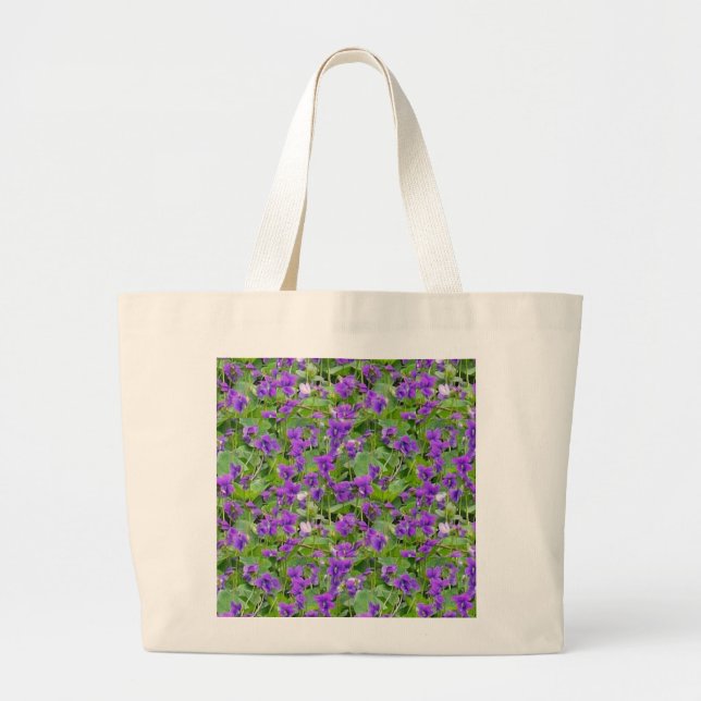 Wisconsin State Flower Wood Violets Jumbo Tote Bag (Front)
