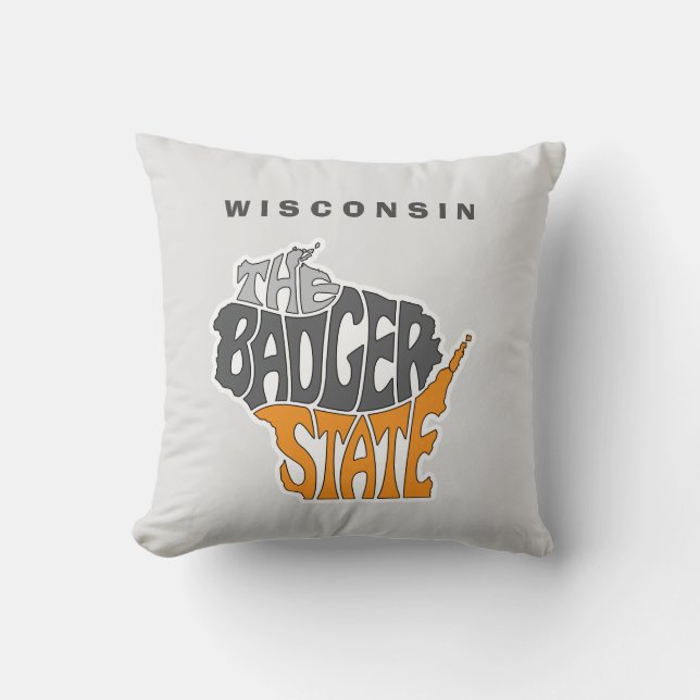 Wisconsin State Nickname Word Art Cushion (Front)