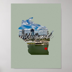 Wisconsin State Photo insert and town name Poster