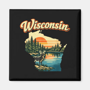 Wisconsin State Pride Sunset Deer Lake Landscape Magnet