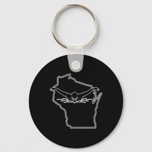 Wisconsin State Pride Tee Swim T Shirt Funny Swimm Key Ring