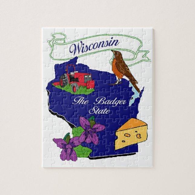 Wisconsin State Puzzle 8x10" (Vertical)