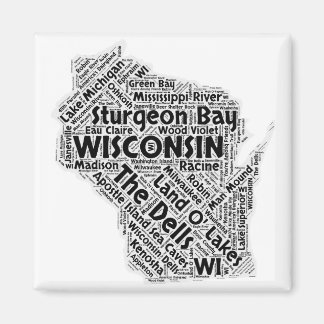 Wisconsin State Word Cloud Magnet
