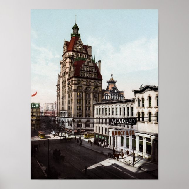 Wisconsin Street In Milwaukee - 1900 Photochrom Poster (Front)