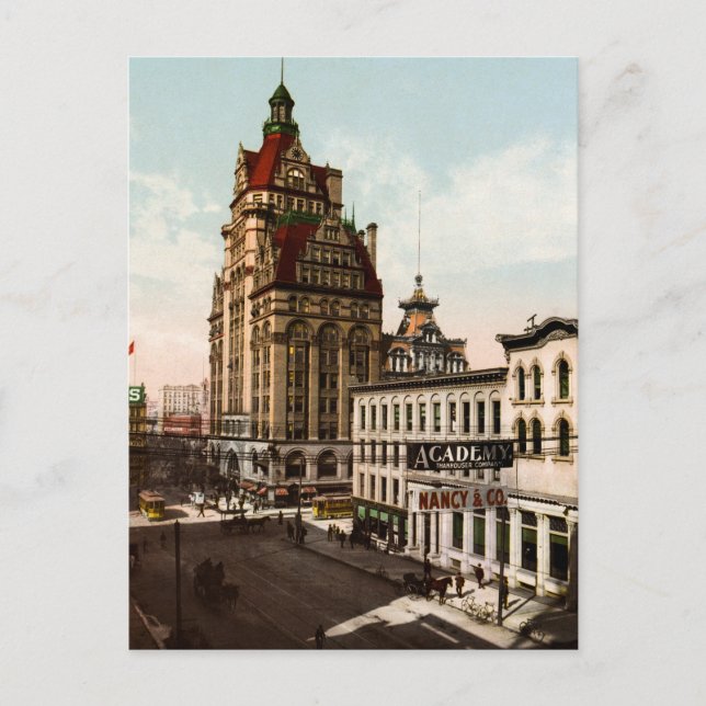 Wisconsin Street Milwaukee Postcard (Front)