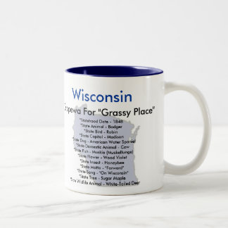 Wisconsin symbols & map Two-Tone coffee mug