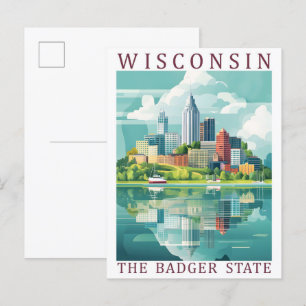 Wisconsin the Badger State USA Travel Place Postcard