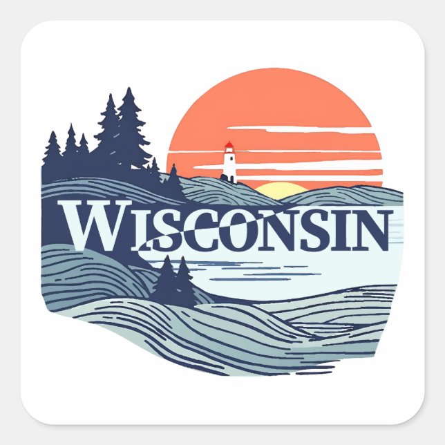 Wisconsin United States of America Square Sticker (Front)