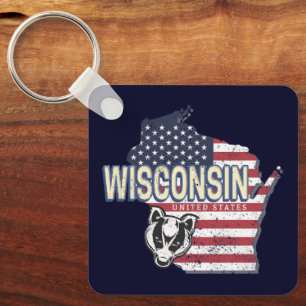 Wisconsin United States State Map Vintage USA Lugg Key Ring