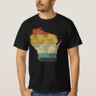Wisconsin Vintage Retro Distressed Sunset Map T-Shirt