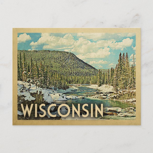 Wisconsin Vintage Travel Snowy Winter Nature Postcard (Front)