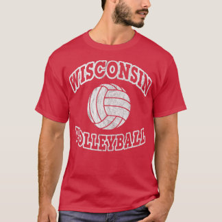 Wisconsin Volleyball Classic Style VIntage Distres T-Shirt