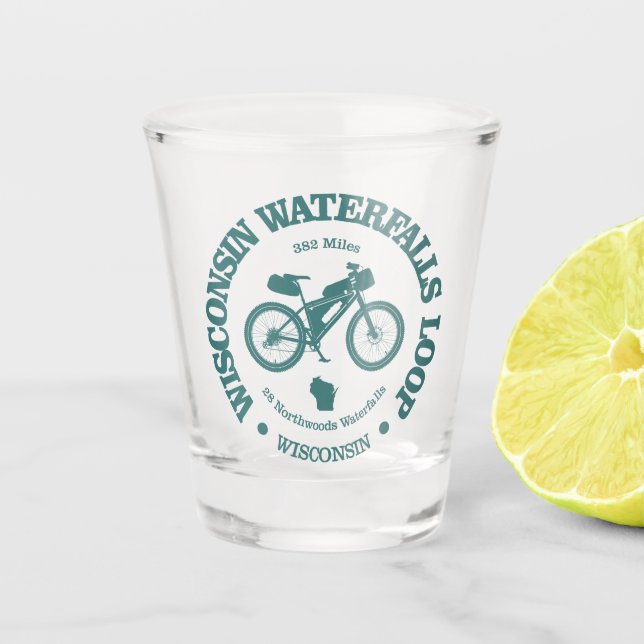 Wisconsin Waterfalls Loop (cycling) Shot Glass (Front)
