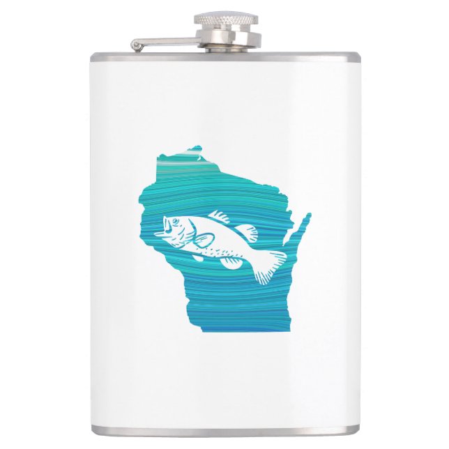 Wisconsin Wave Fishing Hip Flask (Front)