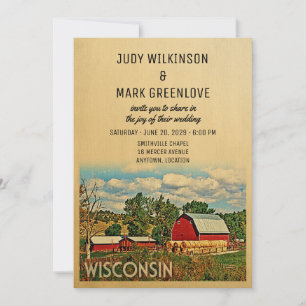Wisconsin Wedding Invitation Farm Barn Rustic