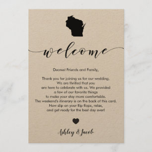 Wisconsin Wedding Welcome Letter & Itinerary Card