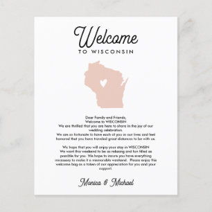WISCONSIN Welcome  Letter Itinerary ANY COLOR