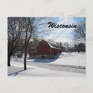 Wisconsin Winter Barn Postcard