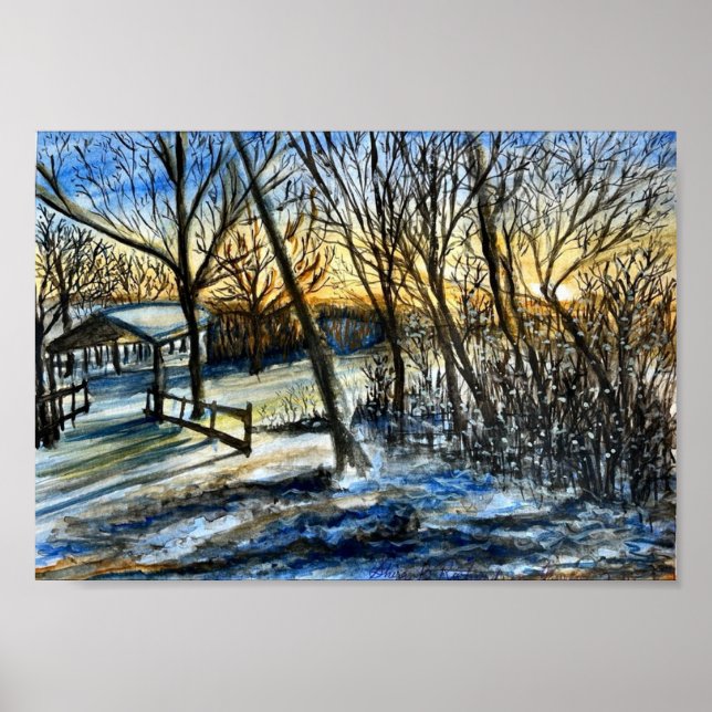 Wisconsin Winter Sunset by Shira B Poster (Front)