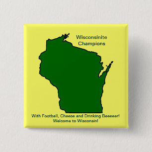Wisconsinite Champions Football, Cheese and Beer 15 Cm Square Badge