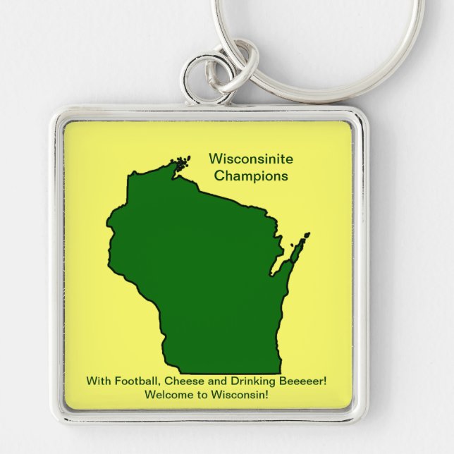 Wisconsinite Champions Football, Cheese and Beer Key Ring (Front)