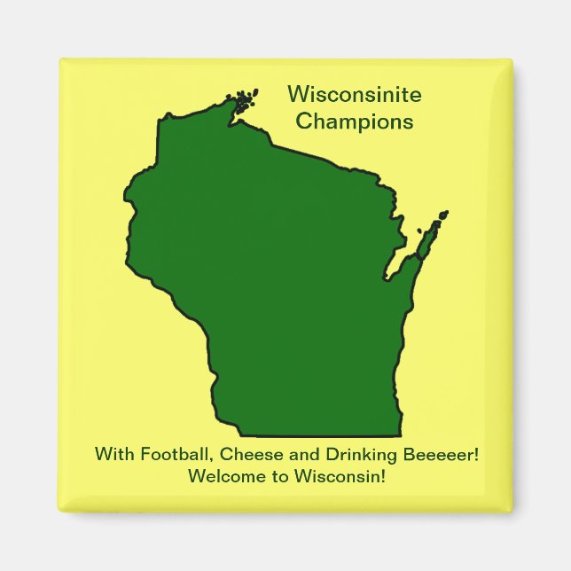 Wisconsinite Champions Football, Cheese and Beer Magnet (Front)